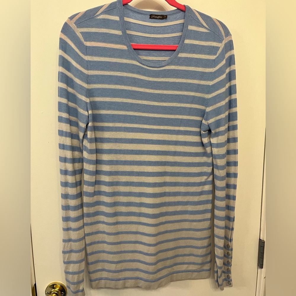 J. McLaughlin blue striped sweater size medium